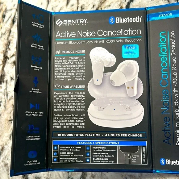 Sentry Noise Cancellation headphones and matching earbuds set - NIB